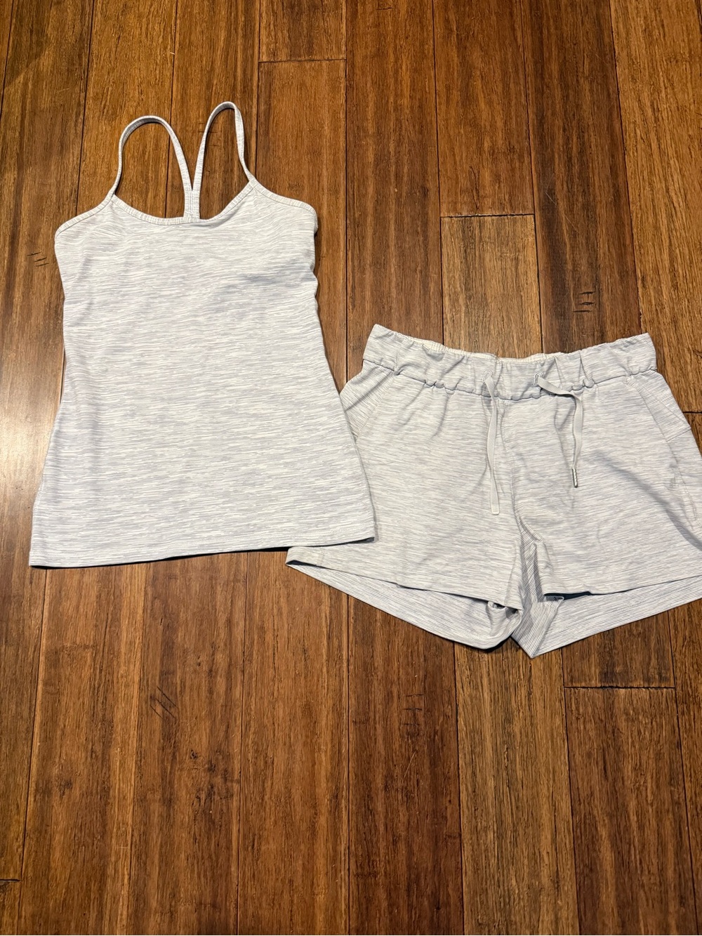 Lululemon Light Gray Tank & Shorts Set